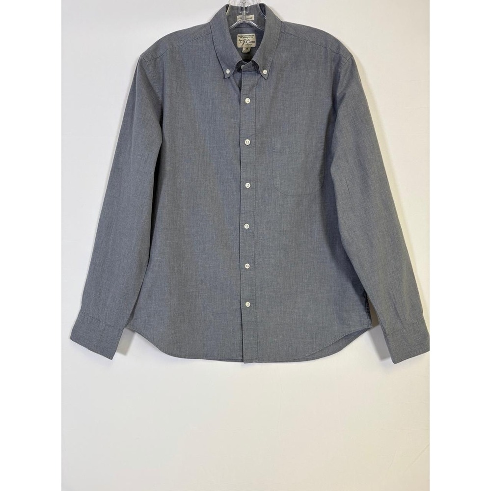 J.Crew Men's Organic Cotton Blend Sim Untucked Dress Shirt Sz M Gray Preppy